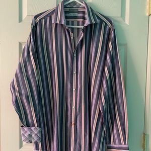 Thomas Dean purple stripe shirt xl contrast cuff